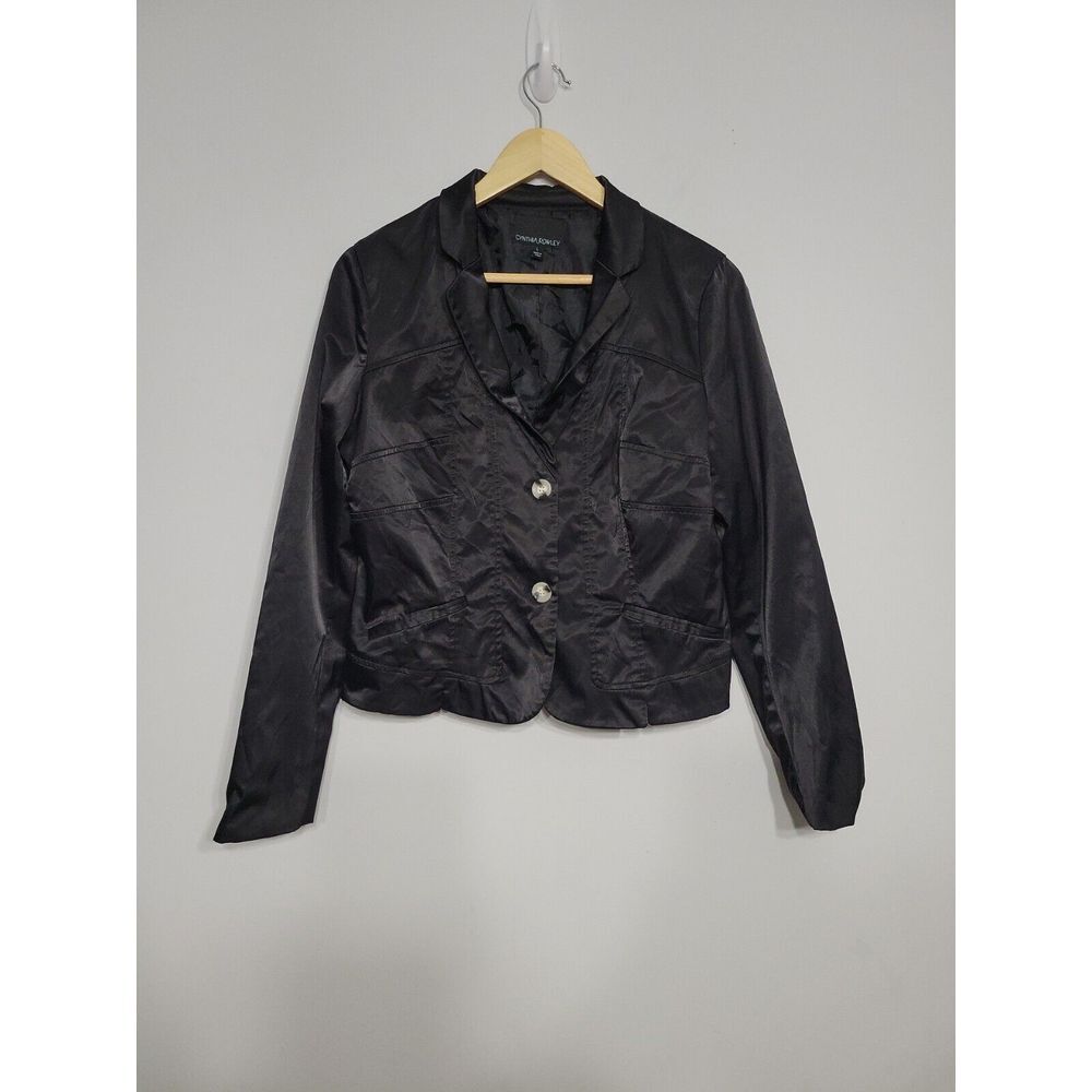 Cynthia Rowley Women's Blazer Size Large Satin Black